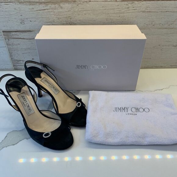 Jimmy Choo Black Slingback heels sz 37 - Picture 1 of 15